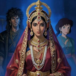 hindu woman wearing intricate hindu accessories and clothes by ilya kuvshinov and anna dittmann and studio ghibli and wlop and rossdraws, digital art, surreal, trending on artstation, anime arts, featured on pixiv, blue lighting, hd, 8 k, highly detailed, good lighting, beautiful, epic, masterpiece