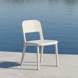 3d render of a minimalistic chair near a lake, 3d minimalistic art, 4k, studio lighting,