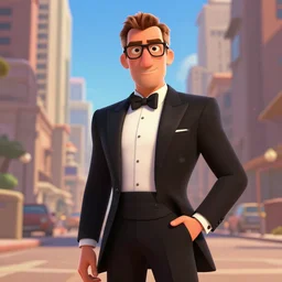 james bond in style of 3 d pixar cartoon