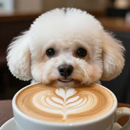 a closeup photorealistic photograph of bichon frise as latte art. professional capture, well lit shot. this 4 k hd image is trending on artstation, featured on behance, well - rendered, extra crisp, features intricate detail, epic composition and the style of unreal engine.