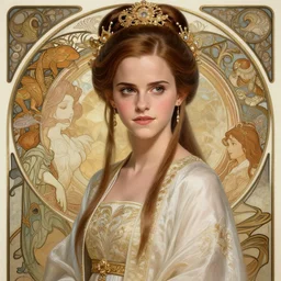 Emma Watson as a Chinese Goddess, cute, fantasy, intricate, elegant, highly detailed, digital painting, 4k, HDR, concept art, smooth, sharp focus, illustration, art by artgerm and H R Giger and alphonse mucha