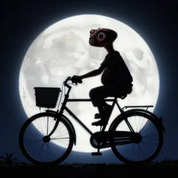 e. t. bike moon silhouette, from the movie e. t. the extra terrestrial, cinematic frame, hd