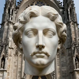 hyperrealistic pre - raphaelite portrait photo of a male head without a mustache merging with a cathedral building, etheric, evoking symbolic metaphors, head in focus, ornamental, intricate, elegant, golden ratio, sharp focus, art by ernst haeckel, h. r. giger, john william godward, android jones, gustav klimt, zdzisław bek