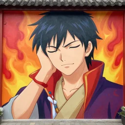 a mural of Fire Lord Zuko facepalming in the style of JM Animation