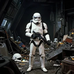 color film still, a space marine exploring the interior of a dark, badly cluttered settlement ; alien 2 ( 1 9 8 6 )