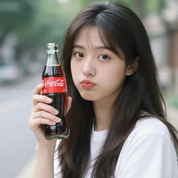 a woman, mid-20s holding a bottle of coca-cola