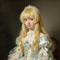portrait rococo painting of Princess Vocaloid kagamine Rin by Jean‑Honoré Fragonard