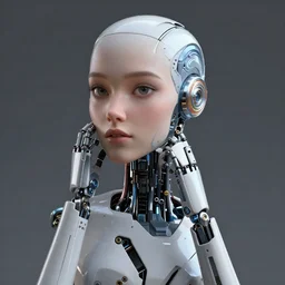 3 d render of a portrait of an female robot, trending on artstation, 3 d render, unreal engine, highly detailed