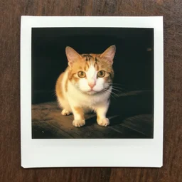 polaroid of a fierce tiny cat rat hybrid, golden hour