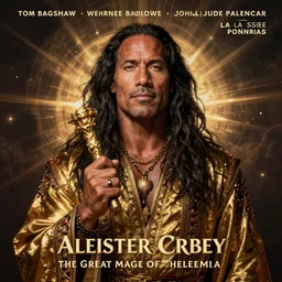 A Magical Portrait of Dwayne Johnson as Aleister Crowley the Great Mage of Thelema, art by Tom Bagshaw and Wayne Barlowe and John Jude Palencar