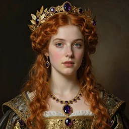 portrait, artwork by james jean, hyperdetailed realistic, young beautiful medieval queen, jean delville, art nouveau, alexandrite, symbolist, visionary