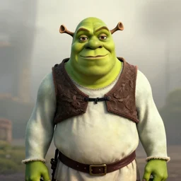 A vintage photo of Shrek wearing Jedi robes, foggy, portrait