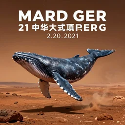 whale on mars, photorealistic, very detailed, high definition landscape, beautiful whale, award winning photograph of mars