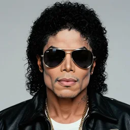 full body figure portrait of black 1 9 7 0 s michael jackson as a gangsta rapper, big nose, tattoos, wearing aviator shades. realistic face, uhd, detailed, hair curls nikon d 8 5 0. sigma 8 5 mm f 1. 4 dg hsm a. aperture f / 3. 5. shutter speed 1 / 6 0. iso 1 6 0 0
