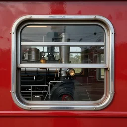 ( ( ( ( ( 1 9 5 0 s retro future steam train window ) ) ) ) ) by jean baptiste monge!!!!!!!!!!!!!!!!!!!!!!!!! chrome red