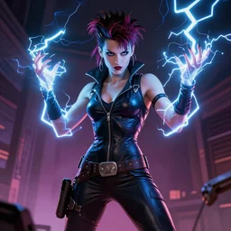a female mutant punk using her mutant electrical / plasma powers in the style of vintage comic books trending on artstation deviantart pinterest hyper detailed photorealistic highlights and shadow hd 8 k post - processing high resolution