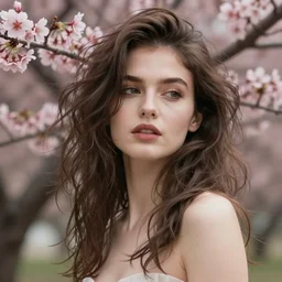photo of a gorgeous female with messy hair in the style of stefan kostic, realistic, body shot, sharp focus, 8 k high definition, insanely detailed, intricate, elegant, art by stanley lau and artgerm, cherry blossoms