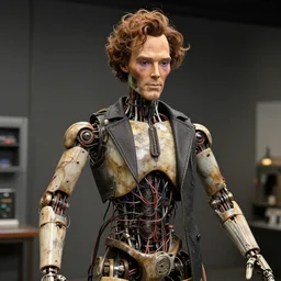 animatronic Benedict Cumberbatch, exposed wires, photo, Stan Winston studios, detailed, 4k