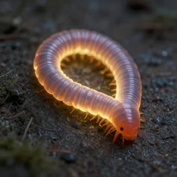 softbody earthworm, illuminated
