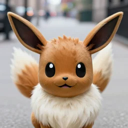 closeup potrait of Eevee on a new york sidewalk, natural light, sharp, detailed face, magazine, press, photo, Steve McCurry, David Lazar, Canon, Nikon, focus