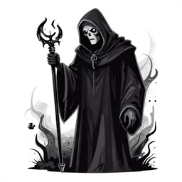 adobe illustrator vector graphics digital art of an grim reaper, psychedlic monochromatic duoblend