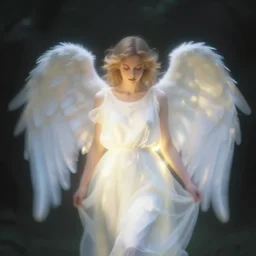 blurry photo of a glowing angel, ethereal, bizarre, motion blur, 4k detailes