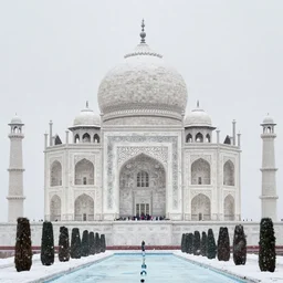 the taj mahal covered in snow, blizzard, winter, national geographic photography, 3 5 mm, high quality, 8 k