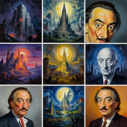 different subjects painted by salvador dali!!!! different realm!, gigantic landscape!, cinematic, dark fantasy, acrylic palette, high detail, hyper realism!!, ray tracing, 4 k resolution, 8 k resolution!!, full hd, neon, realistic painting by salvador dali!!!!