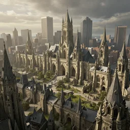 view of the city of boston but as a lord of the rings style ancient city, highly detailed, fantasy, photorealistic