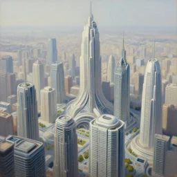 futuristic city, illustration painting, oil on canvas, intricate, hd, digital art, overdetailed art, complementing colors, detailed, illustration painting by alex gray, digital art, syd meade