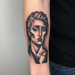 a person with am xxxtentacion tattoo on their arm,, a tattoo by joze ciuha, trending on instagram, cubism, tattoo, clean, intricate
