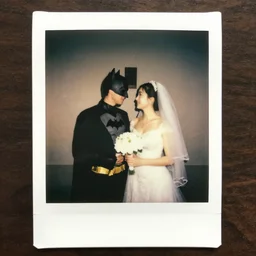 batman getting married, medium shot, polaroid