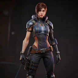 photo realistic image of vantage from apex legends, stunning 3 d render inspired art by istvan sandorfi and greg rutkowski, character posing, complete body, realistic and detailed eyes, realistic, highly detailed attributes and atmosphere, dim volumetric cinematic lighting,