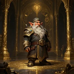 a 4 k cinematic screenshot still portrait of a dwarf in a dark liminal space room surrounded by gold, deep focus, d & d, fantasy, intricate, elegant, highly detailed, digital painting, art station, concept art, matte, sharp focus, illustration, dark fantasy style art, hearthstone, art by artgerm and greg rutkowski and alphonse mucha