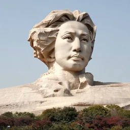 a sculpture of mao zedong's sculpture in cyberfunkcity on mars a made of resin by lodovico di leonardo buonarroti di simoni, highly detailed, dramatic lighting, radiant light, hyperrealism, digital art, artstation, concept art, detailed and intricate environment, wide angle, cinematic lighting