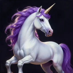 a majestic unicorn with a human female body + purple hair and elf ears, backlit, strong rim light, highly detailed, digital painting, by Alvaro Castagnet + Peter Mohrbacher + Dan Mumford + vivid colors + high contrast, 8k resolution, intricate, photorealistic, smooth