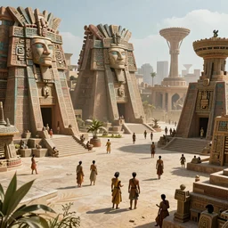 Photo of a futuristic Aztec society. Year 2152. 4k, realistic
