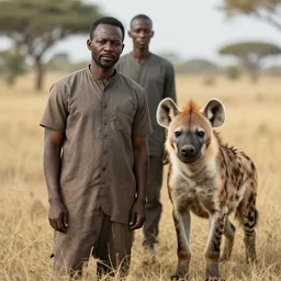 portrait of a man and a hyena by david uzochukwu