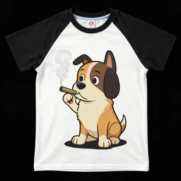 bootleg tshirt of a cartoon dog smoking a blunt