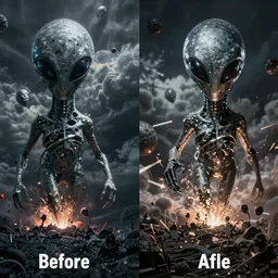 before and after picture of an alien invasion