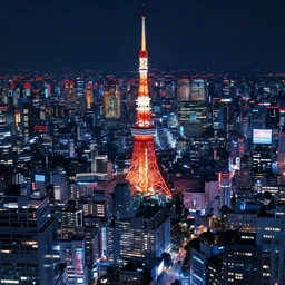 8k octane concept art cyberpunk tokyo cityscape town at night neon lights in the style of kazue kato very detailed