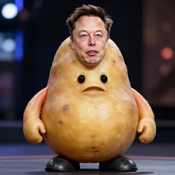 elon musk cosplaying as a potato, dof and bokeh