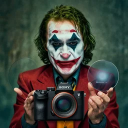jerry springer as the joker, sony a 7 r iv, symmetric balance, polarizing filter, photolab, lightroom, 4 k, dolby vision, photography awardm, voque, perfect face
