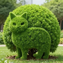 a large garden bush in the shape of an epic cat