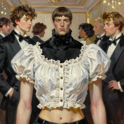 mage, vogue, elle, ballroom, greg rutkowski, john singer sargent, anime, trending on artstation, oil painting, intricate, crop top