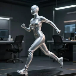 statue wrapped in latex quicksilver running art station cinematic sexy