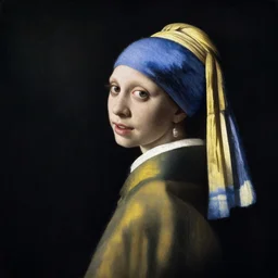 a striking hyper real painting of Elle Fanning in space by Johannes Vermeer