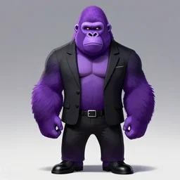 a anime style digital art of a purple fur gorilla wearing a black suit, black pants, black shoes and a black, trending on arstation, ilya kuvshinov
