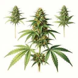 botanical illustration of cannabis, botanical illustration