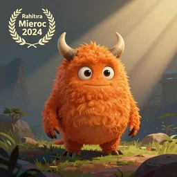 little horned orange monster, digital painting, photoshop, vector